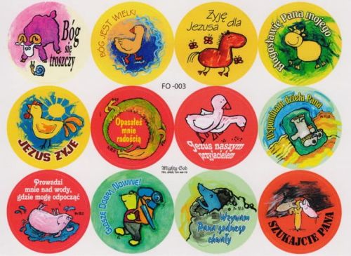 Chrześcijańska naklejka w zestawie - 12 sztuk F003 sklep chrześcijański religijne pamiątki upominki księgarnia e-religijne.pl