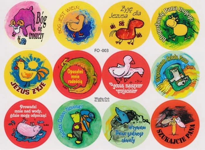 Chrześcijańska naklejka w zestawie - 12 sztuk F003 sklep chrześcijański religijne pamiątki upominki księgarnia e-religijne.pl