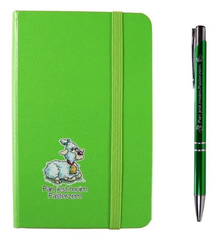 Chrześcijańskie upominki dla księdza, siostry zakonnej  Pan jest moim Pasterzem - zestaw upominkowy notes + długopis