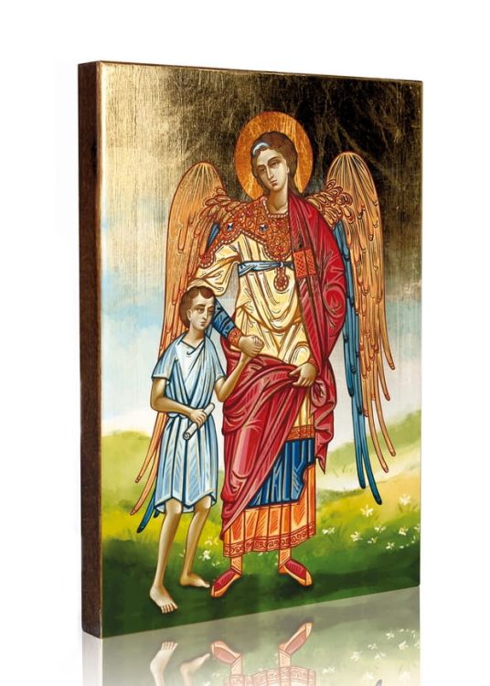 Upominki na chrzest I Komunię Bierzmowanie Ikona z Aniołem Stróżem 17 x 23 sklep internetowy