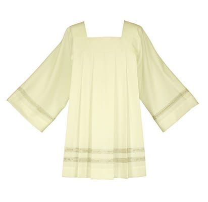 Komża kapłańska z tropiku ecru zdobiona mereżką 5-125-1 e-religijne.pl