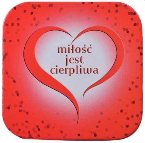  Podstawka korkowa z religijnym hasłem Miłość jest cierpliwa e-religijne.pl