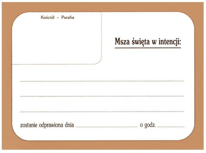 Kartki - intencja Mszy Świętej paczka 50 szt. Hlondianum e-religijne.pl