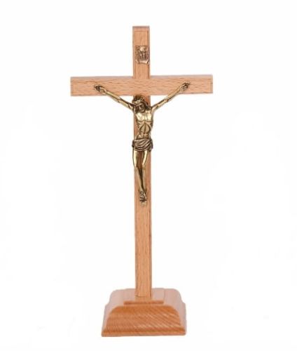 Krzyż drewniany stojący jasny brąz e+religijne.pl