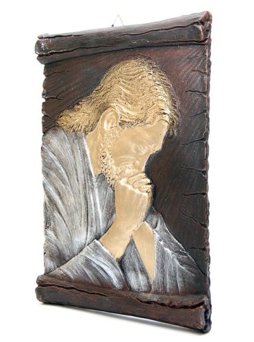 Piękna żywiczna płaskorzeźba z wizerunkiem Jezusa Modlącego w rozmiarze 20 x 28 e-religijne.pl