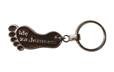 Brelok religijny do kluczy Idę za Jezusem - brązowy  e-religijne.pl sklep chrześcijański