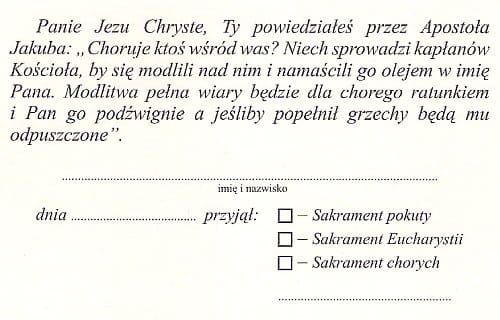 Obrazek Pamiątka Przyjęcia Sakramentu Namaszczenia Chorych - 6 x 9 nr 1 e-religijne.pl