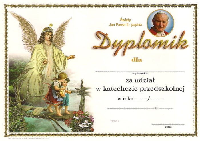 Dyplom za udział w katechezie - przedszkole (9) e-religijne.pl