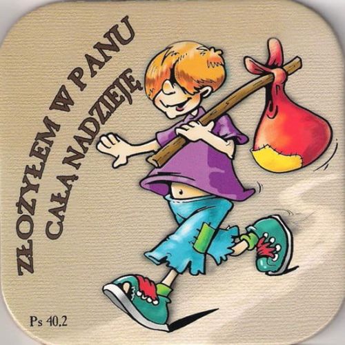 Podstawka korkowa z religijnym hasłem Złożyłem w Panu całą nadzieję Ps. 40,2 e-religijne.pl