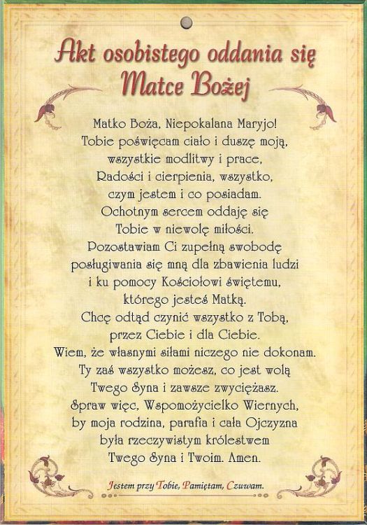 Obraz z Matką Bożą Częstochowską i aktem osobistego oddania się Matce Bożej (A5) e-religijne.pl