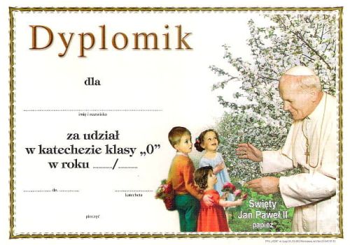 Dyplom za udział w katechezie - zerówka (9) e-religijne.pl