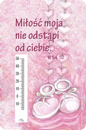 Termometr pokojowy z biblijnym tekstem "Miłość moja nie odstąpi ..." (Iz 54,10) chrześcijańskie upominki religijne sklep