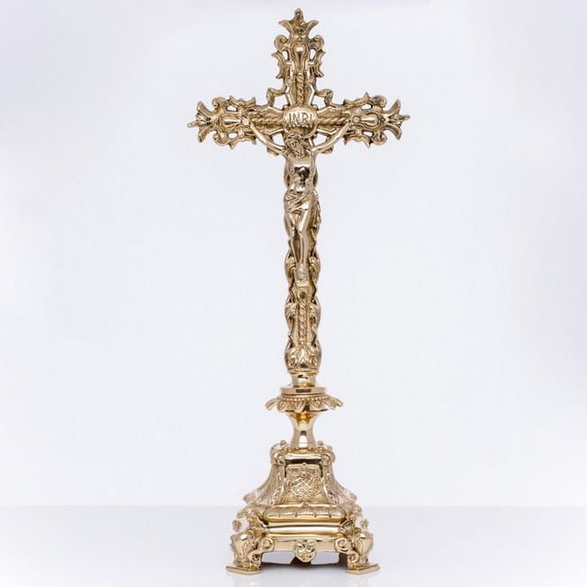 Krzyż ołtarzowy mosiężny 42 cm e-religijne.pl