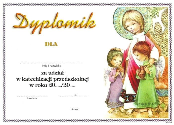 Dyplom za udział w katechezie - przedszkole (16) e-religijne.pl