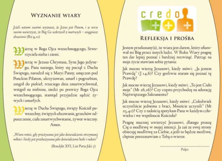 Ulotka - obrazek Porta fidei  e-religijne.pl