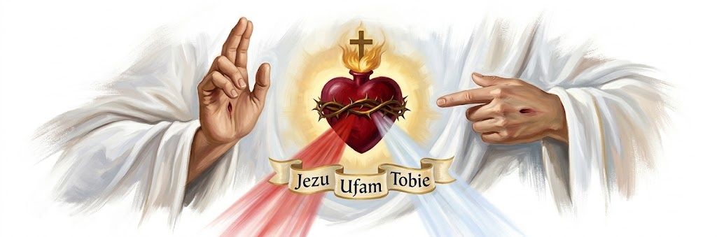 Serce Jezusa z promieniami miłosierdzia i napisem Jezu Ufam Tobie — Miłosierdzie Boże — książki, obrazy i dewocjonalia